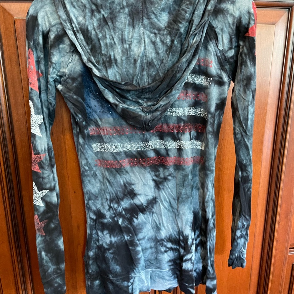 Affliction Black Tie-Dye Hooded Top